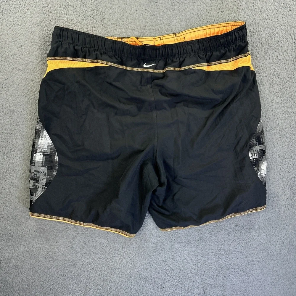 Nike Swim Trunks Mens‎ XXL Black Orange Digital Camo Surf Board Shorts Liner Y2K